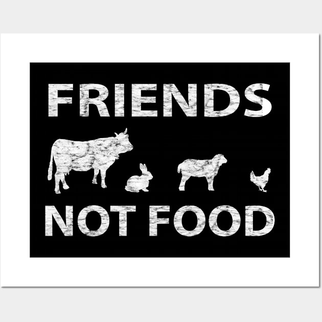 Quote FRIENDS NOT FOOD with animal silhouettes Wall Art by BK55